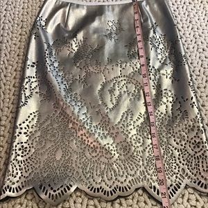 Sacai Luck silver metallic leather skirt sz small